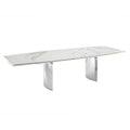 White Marbled Porcelain Top Motorized Dining Table E5913