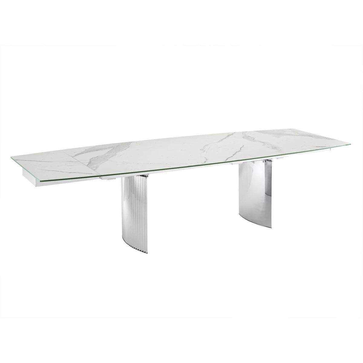 White Marbled Porcelain Top Motorized Dining Table E5913