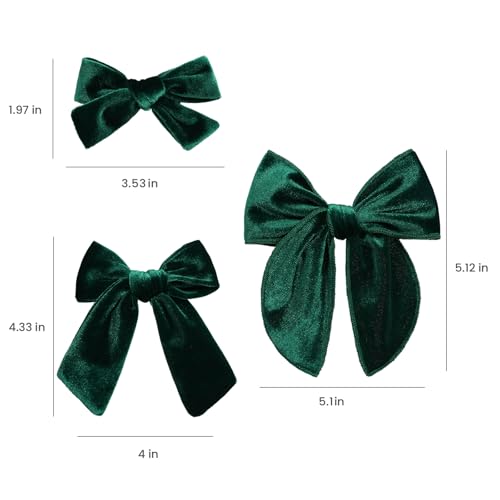 Red Velvet Ribbon Hair Bows 6PCS 3 Styles G4514