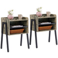 Set of 2 Stackable 2-tier Side End Table Gray R75526