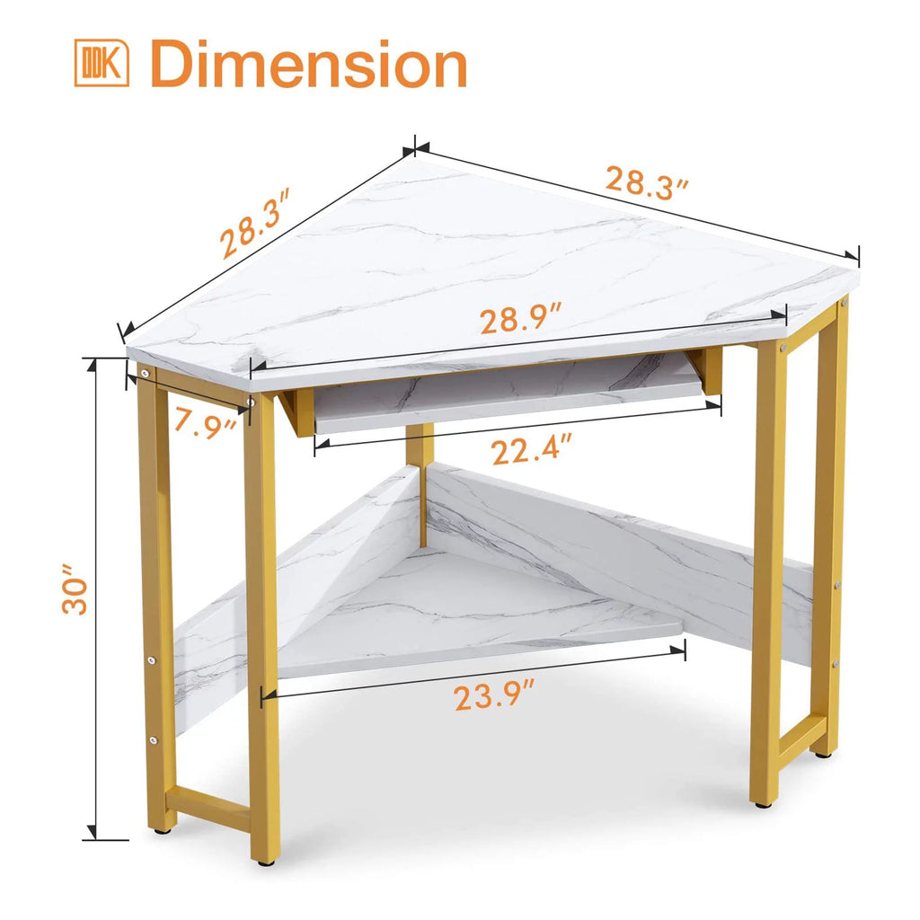 Modern Triangle Corner Computer Desk with Keyboard Tray H73098
