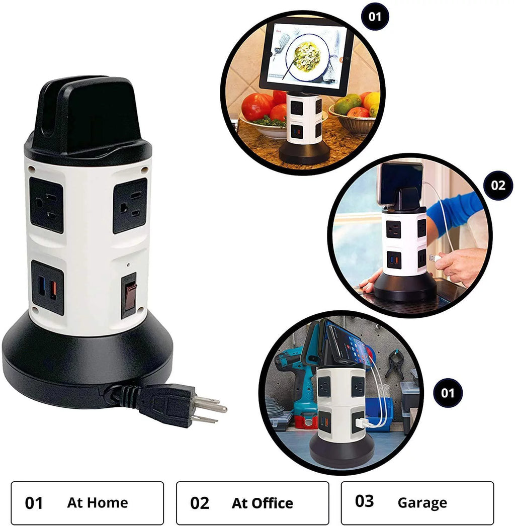 Smart Charging Station with USB Ports and Retractable Cord H578