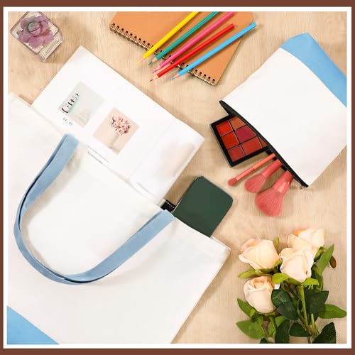 20 Pcs Large Blank Canvas Tote Bags and Makeup Bags with Handles L6086