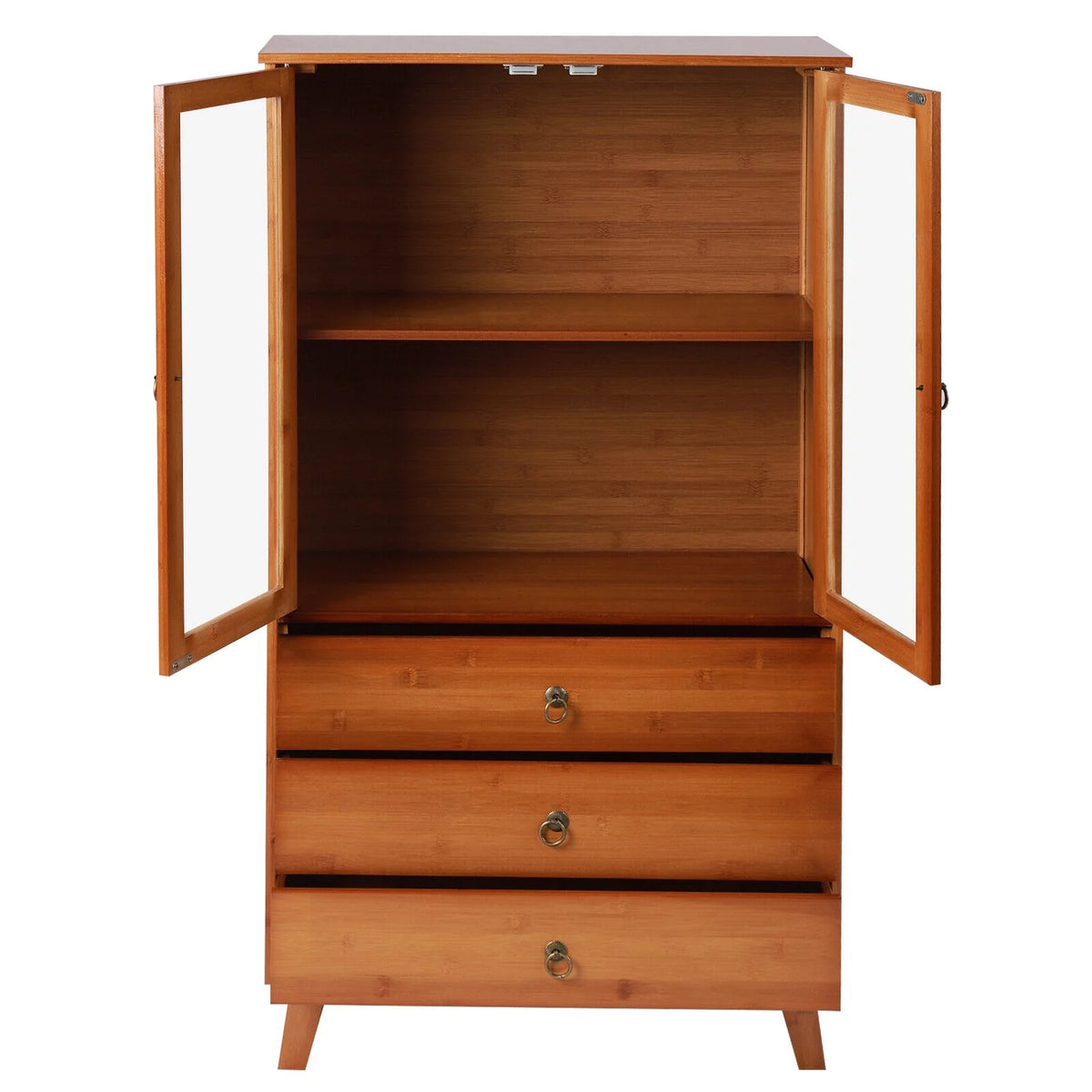 Bamboo Storage Cabinet 3 Drawers 2 Doors Y5402