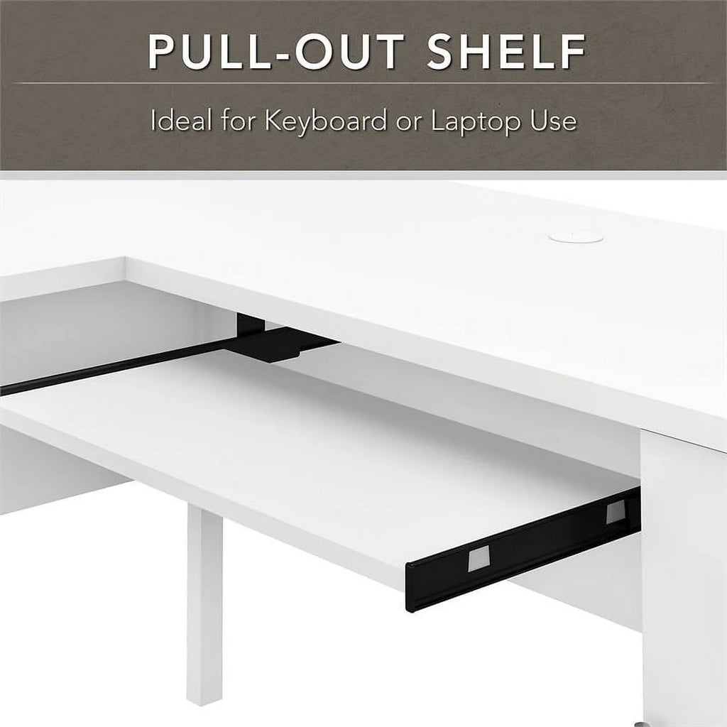 White L Shaped Desk with Hutch & File Cabinet H666213