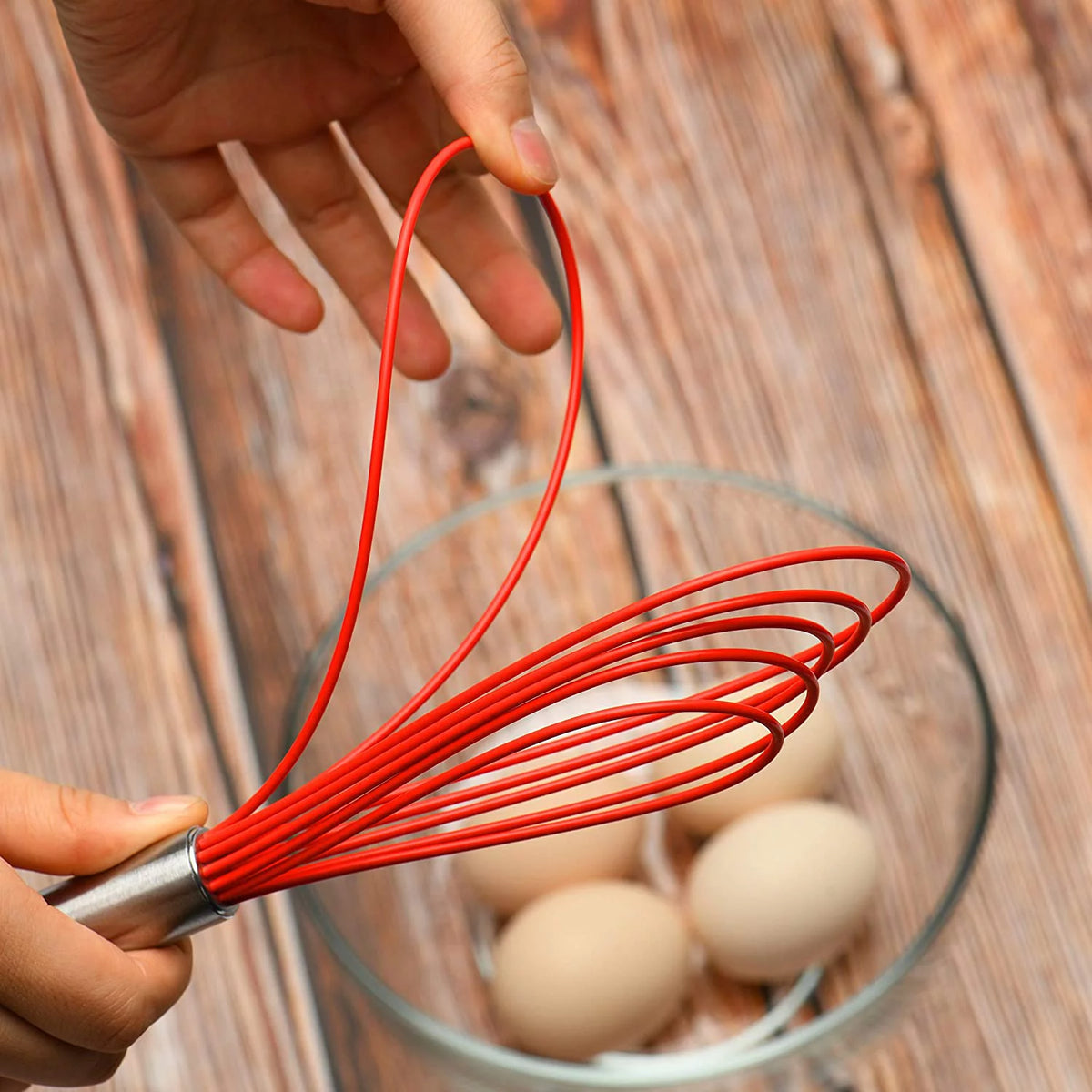 Stainless Steel 3 Pack Silicone Whisk Set I946