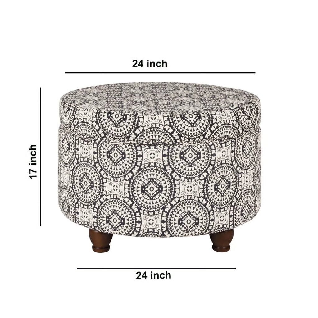 Wooden Ottoman with Fabric Upholstery and Hidden Storage S49244