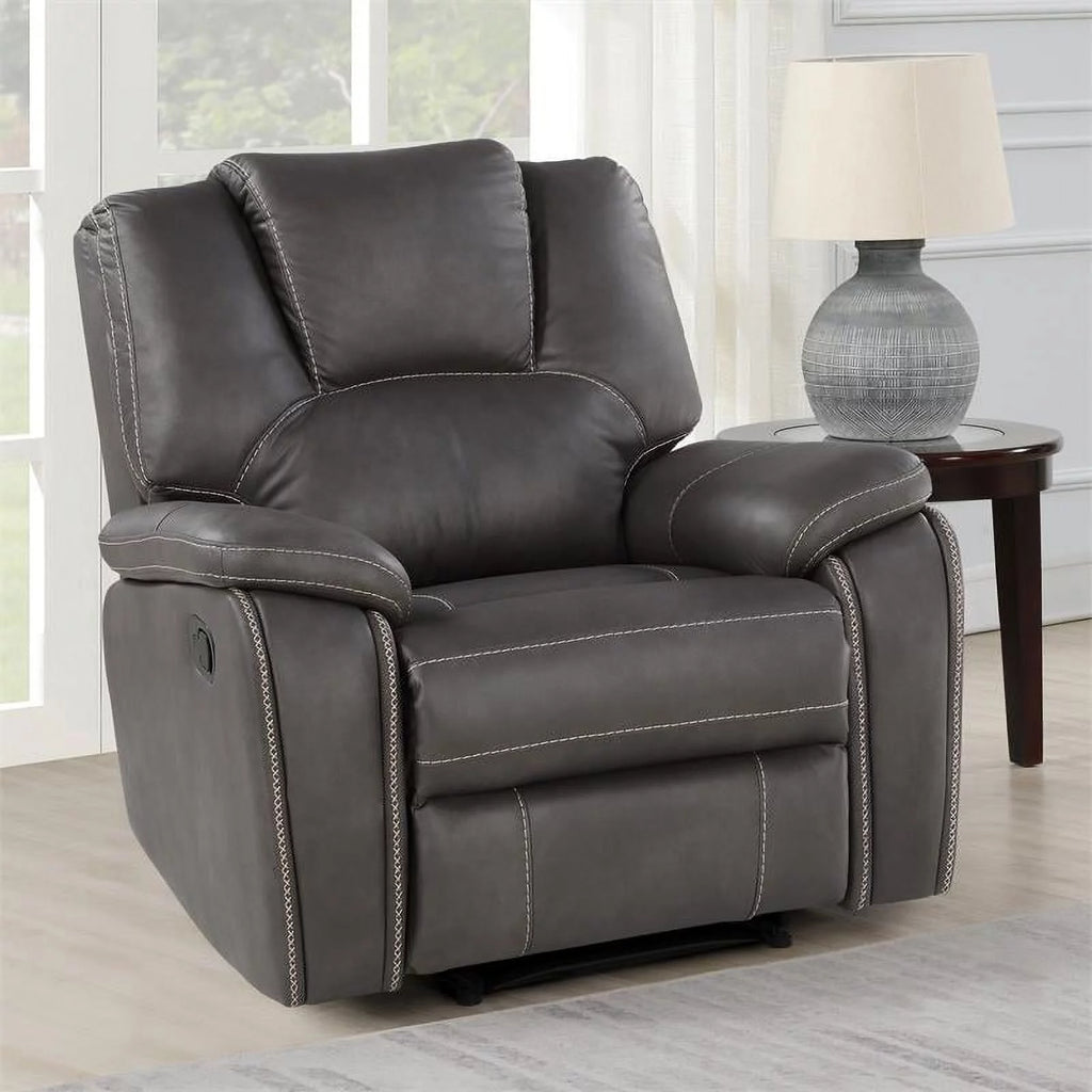 Charcoal Gray Faux Leather Manual Recliner J1131
