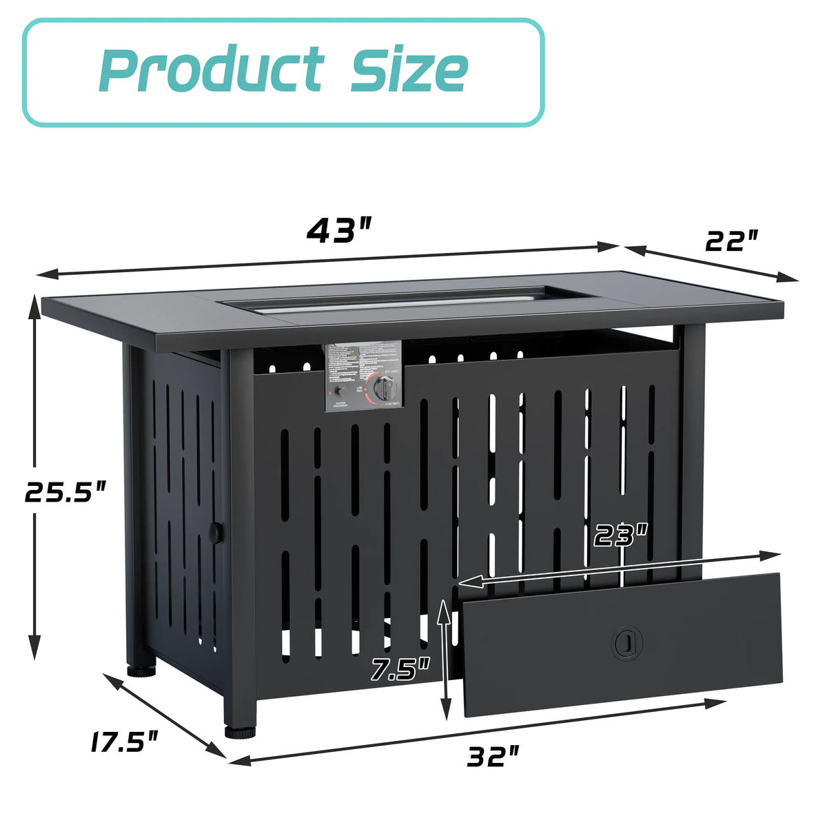 43 inch Propane Gas Fire Table 50000 BTU Outdoor Wicker F9891