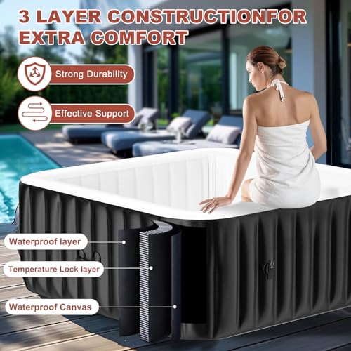 4-6 Person Inflatable Hot Tub with 130 Bubble Jets U70721