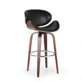 Mid Century Modern Faux Leather Wood Swivel Barstool F6811
