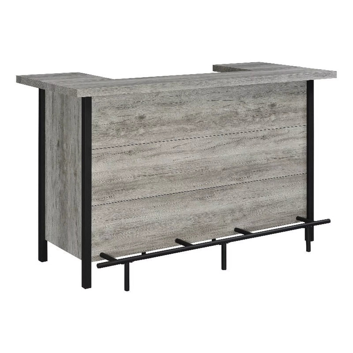 70.75"W Modern Wood Bar Unit in Gray Driftwood/Black Z64701