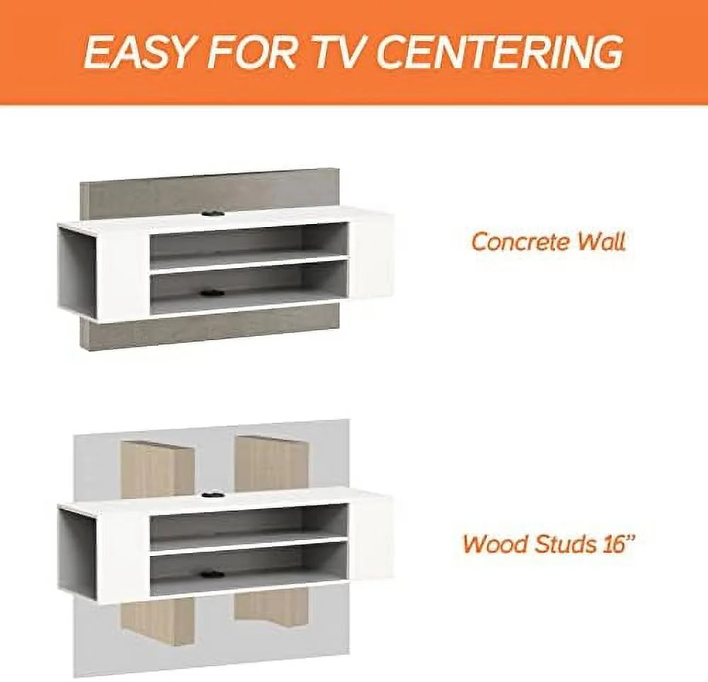 Floating TV Stand with LED Lights Wall Mounted Grey White 39.4 Inch P654