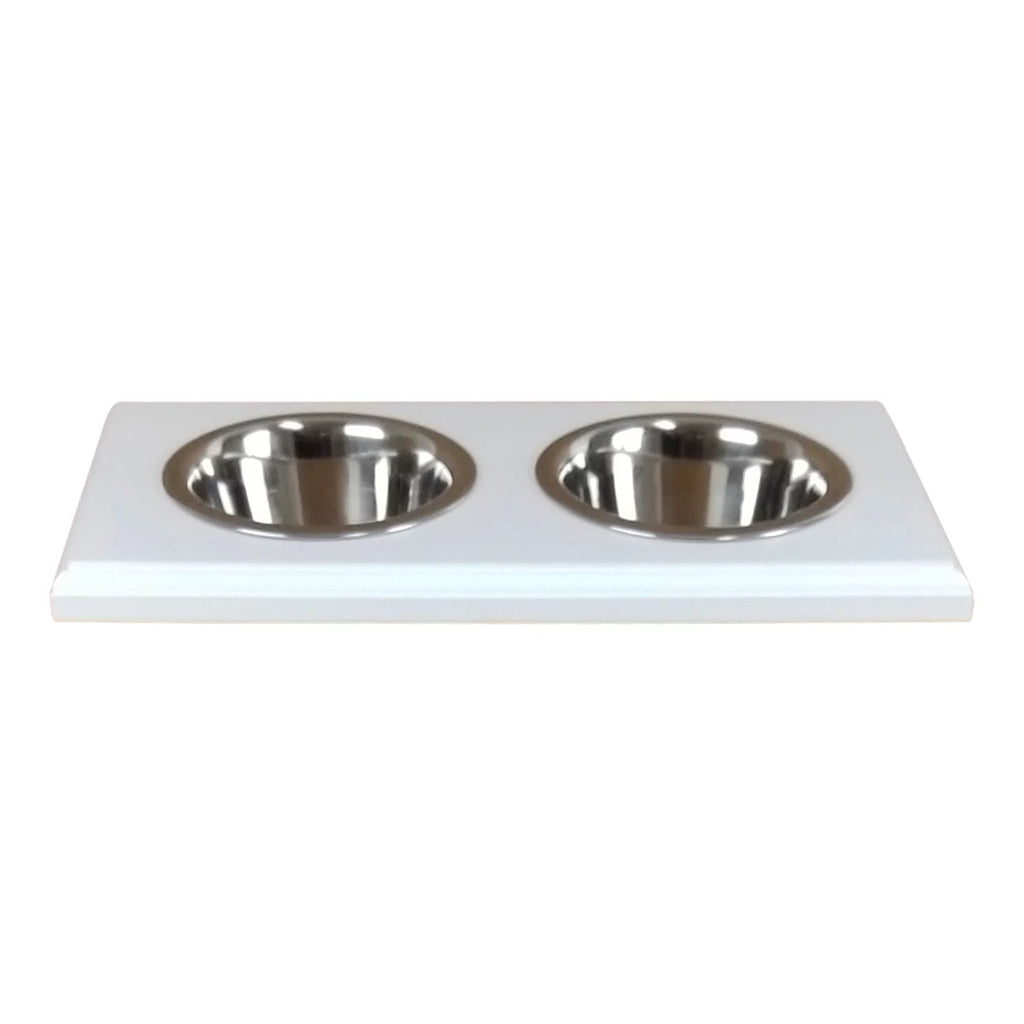 White Two Bowl Pet Food Holder L57441