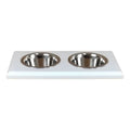 White Two Bowl Pet Food Holder L57441
