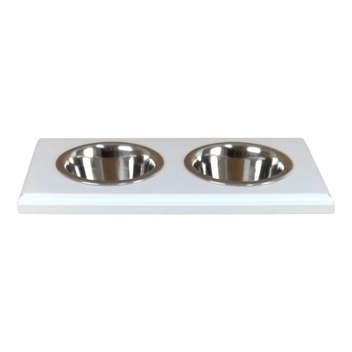 White Two Bowl Pet Food Holder L57441