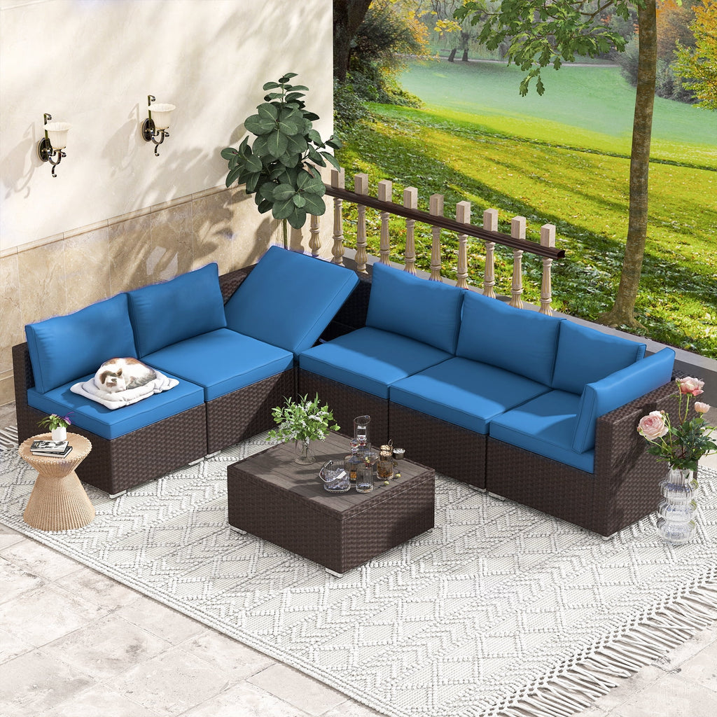 7 Piece All-Weather Rattan Wicker Patio Furniture Set O6013