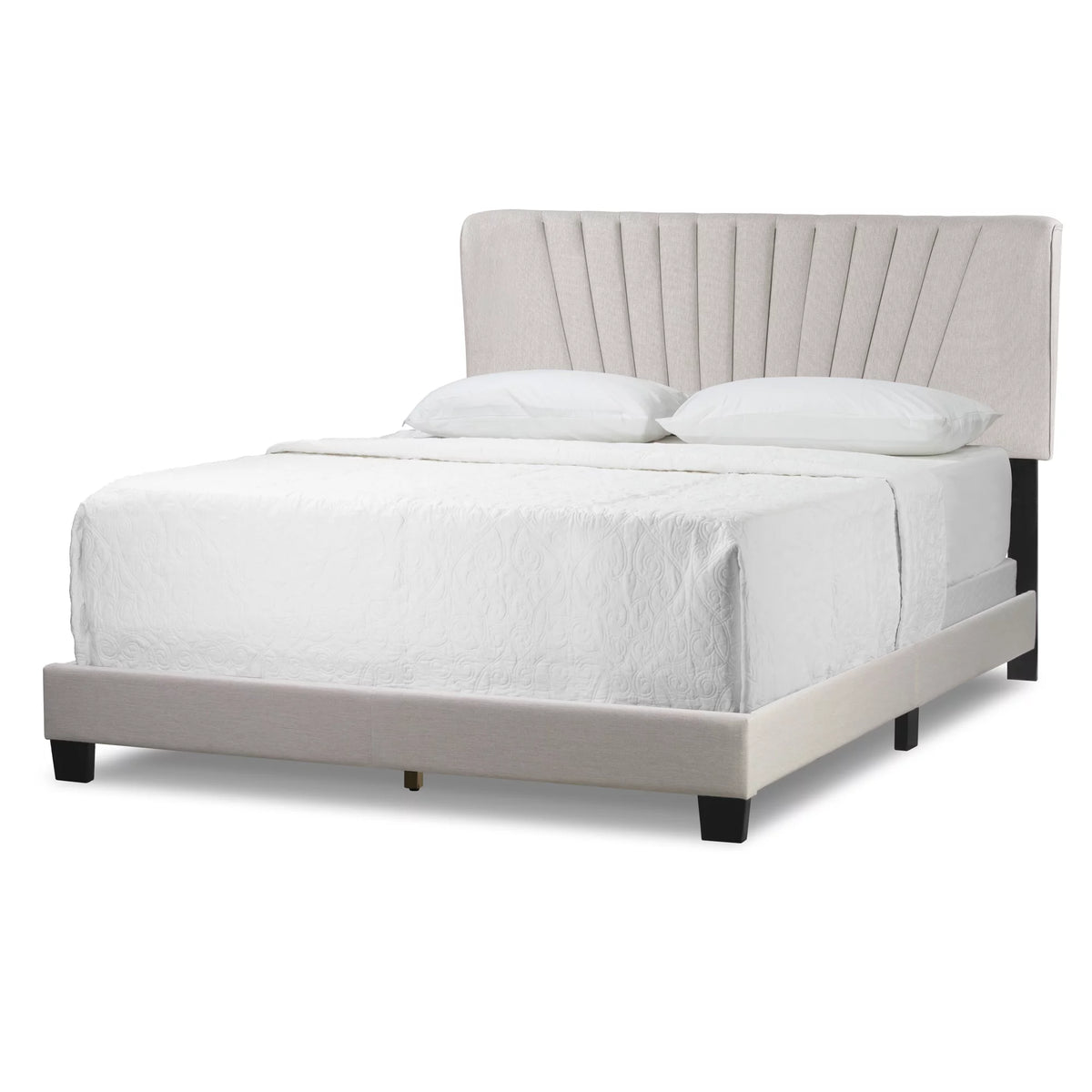 Beige Fabric Queen Bed B153652