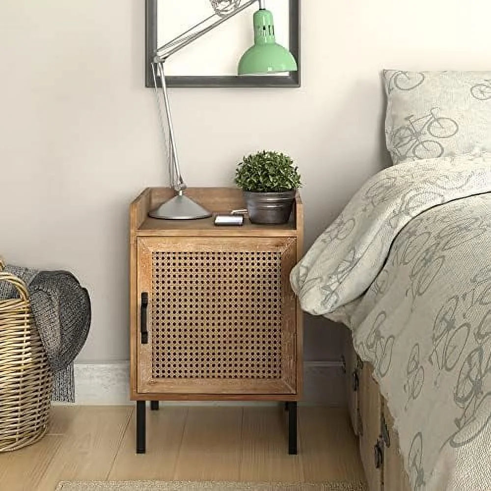 Woven Fronts Nightstand with 2 Drawers D803