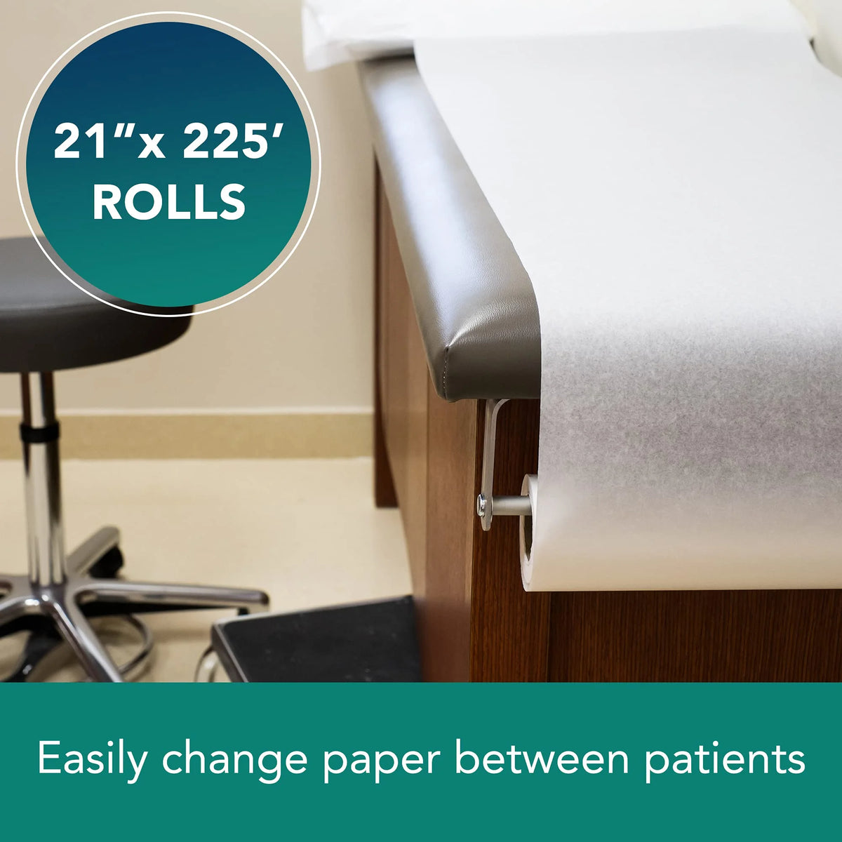 White Exam Table Paper, 21" Width, 225' Length, Pack of 12 M9525