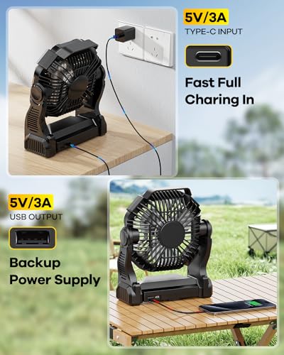 30000mAh Rechargeable Portable Camping Fan with LED Lantern P11514