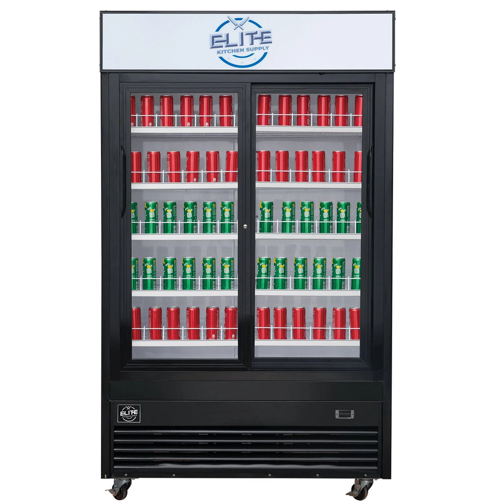 47 in Black Commercial Merchandiser Refrigerator with Sliding Glass Doors U4664