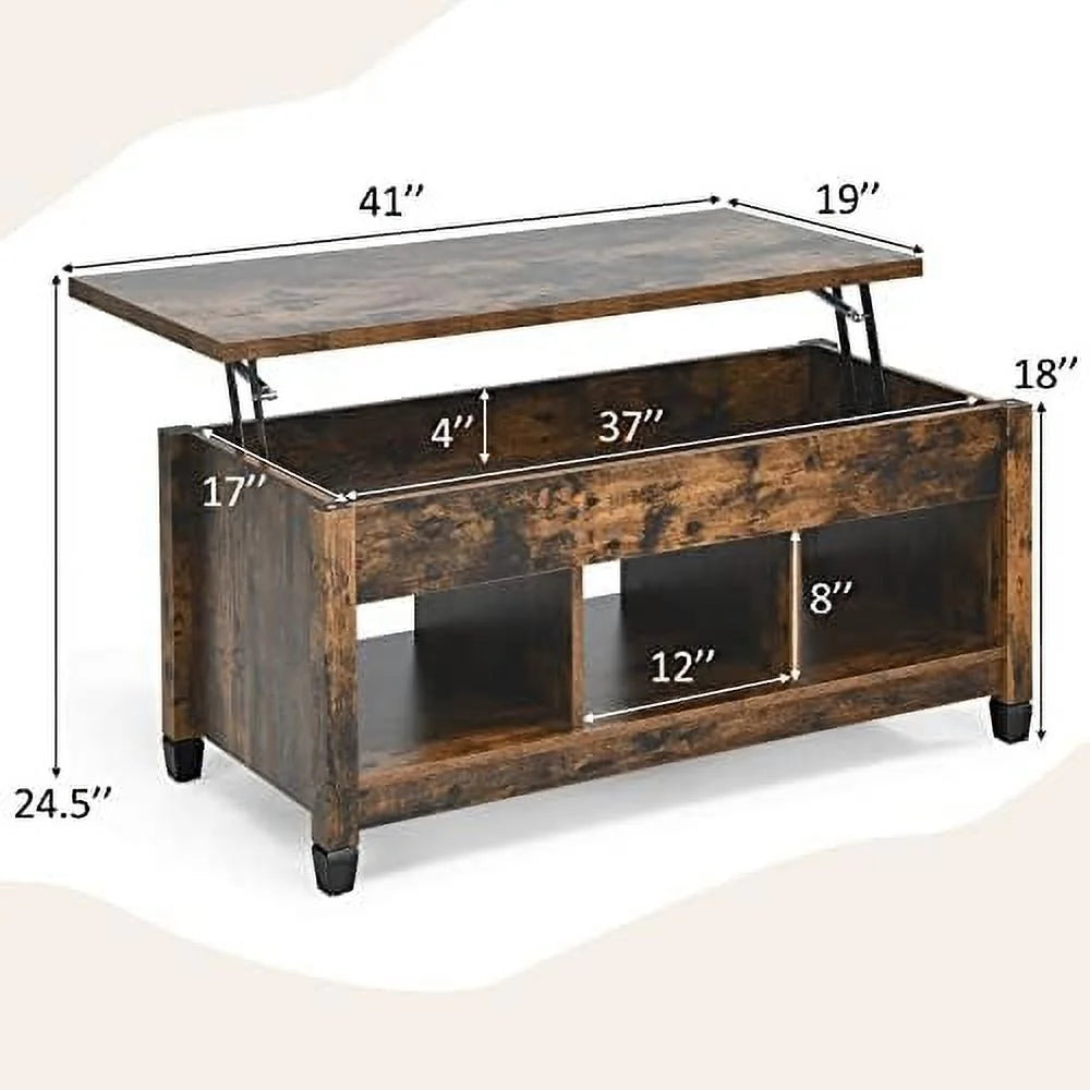 Lift Top Coffee Table with Solid Wood Legs T732410