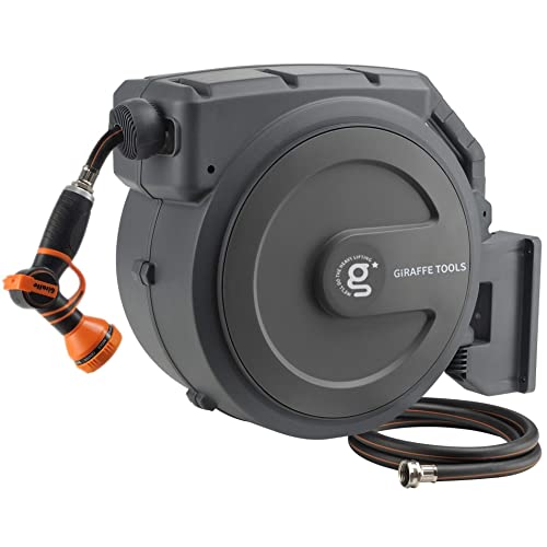 Retractable Garden Hose Reel 1/2" x 100 ft Heavy Duty Dark Grey E350677