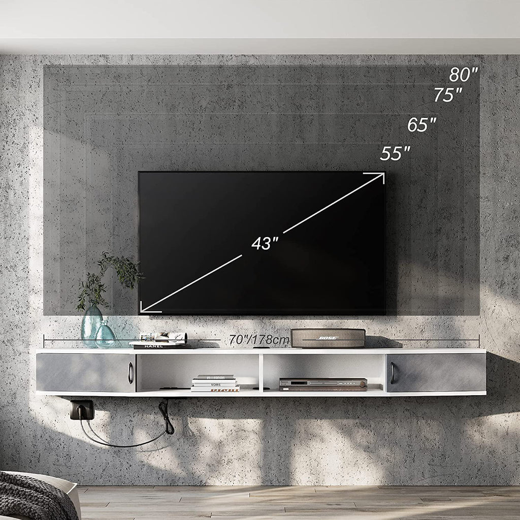 Black Floating TV Stand Wall Mounted Shelf Z7367