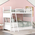 Wood Twin over Twin Bunk Bed with 2 Drawers White R405097