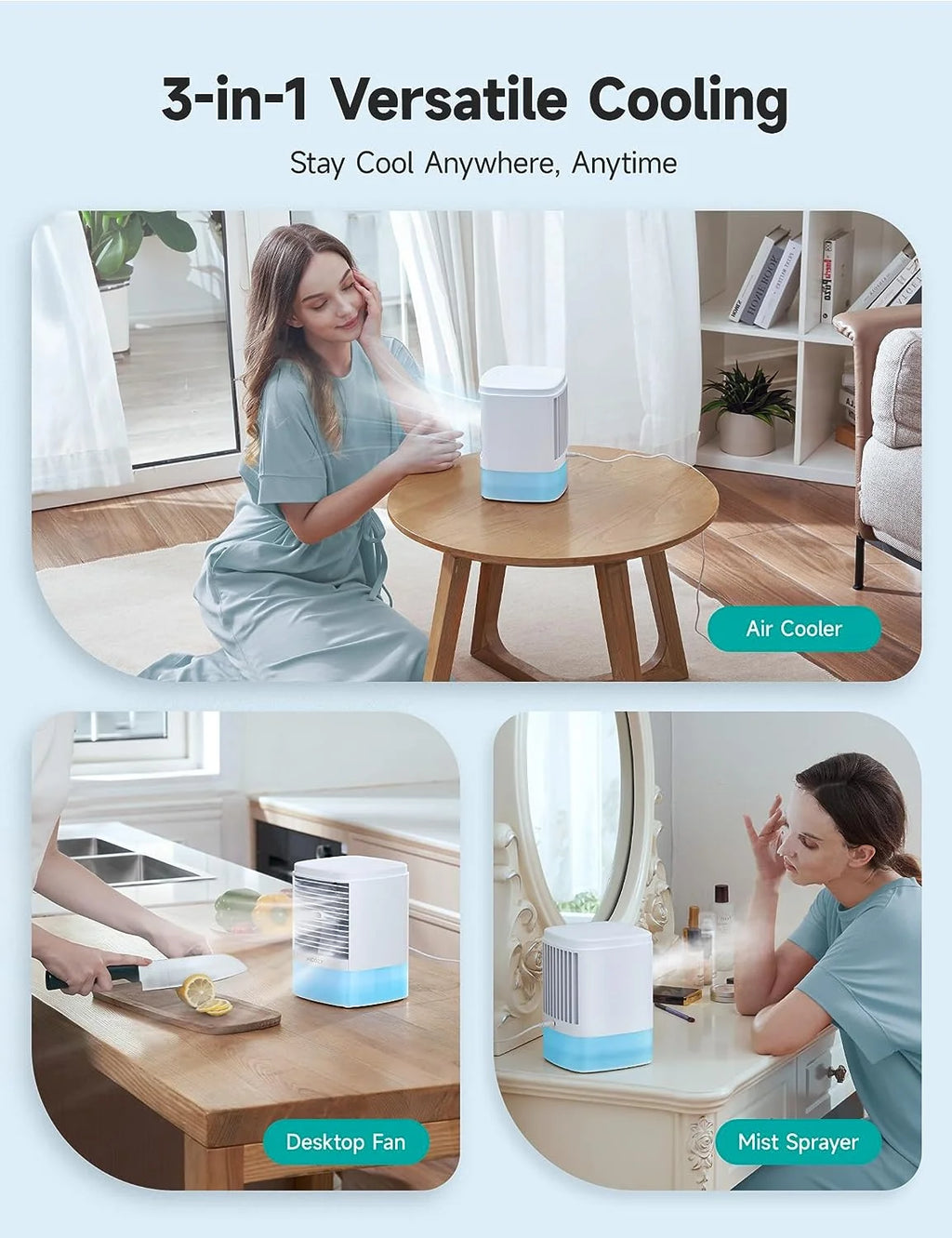 Portable Evaporative Air Cooler Fan Humidifier 23 oz R334580
