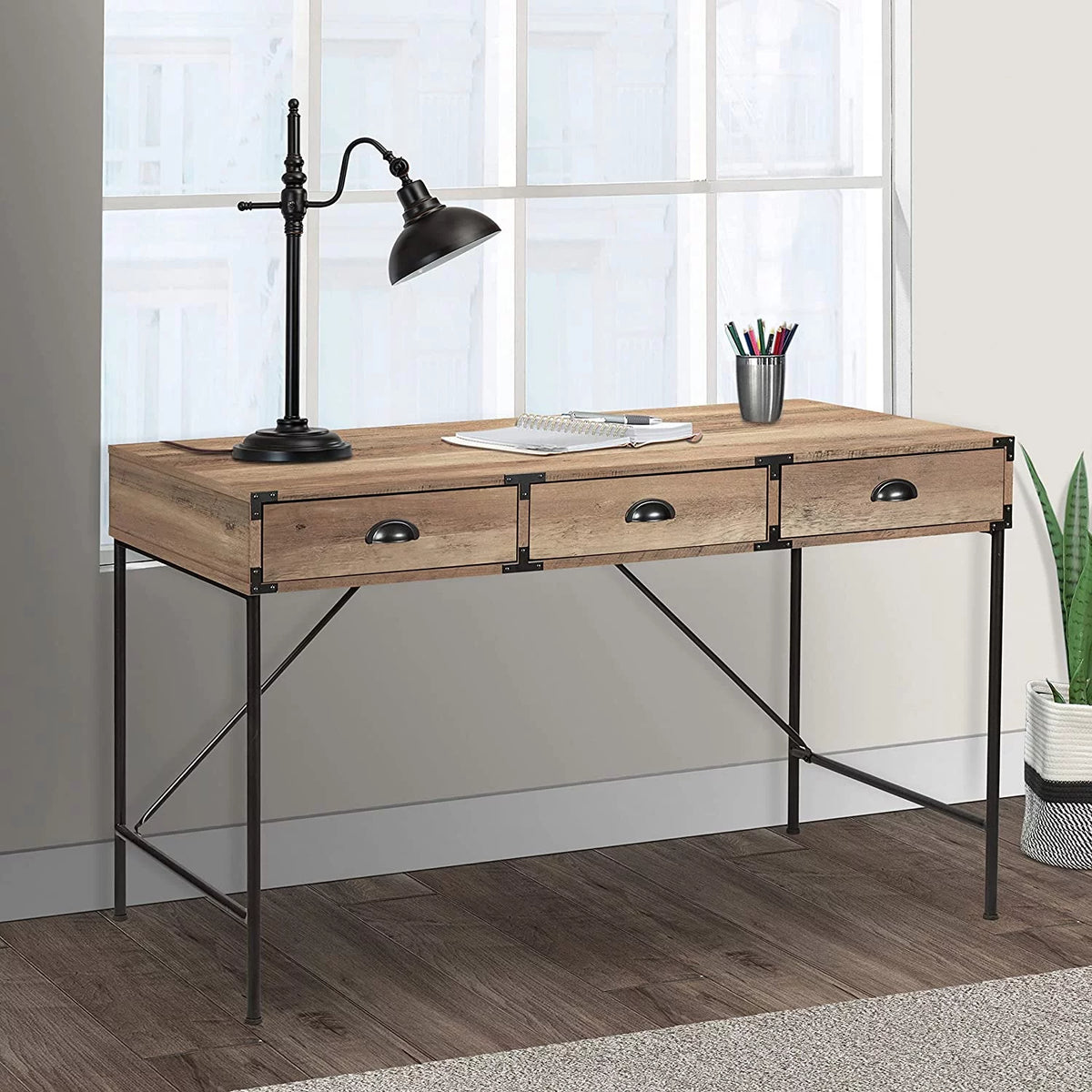 Oak Vanity Desk with Drawers Q383004