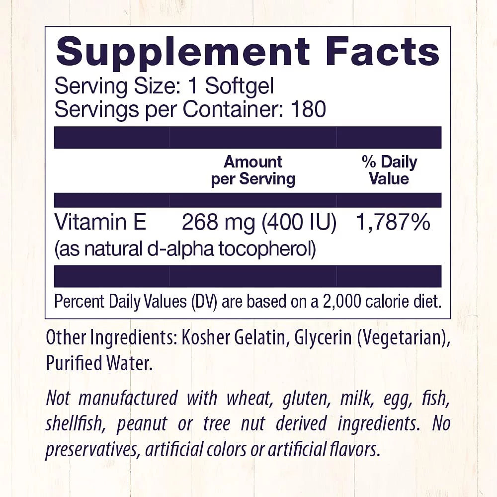 Vitamin E 400 IU 180 Softgels T980739