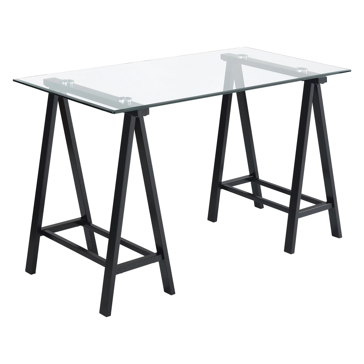 Writing Desk with Clear Glass Top and Black Base W669101