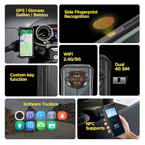 Rugged Smartphone Unlocked 10800mAh Battery 16GB+256GB Android 14 Q704779
