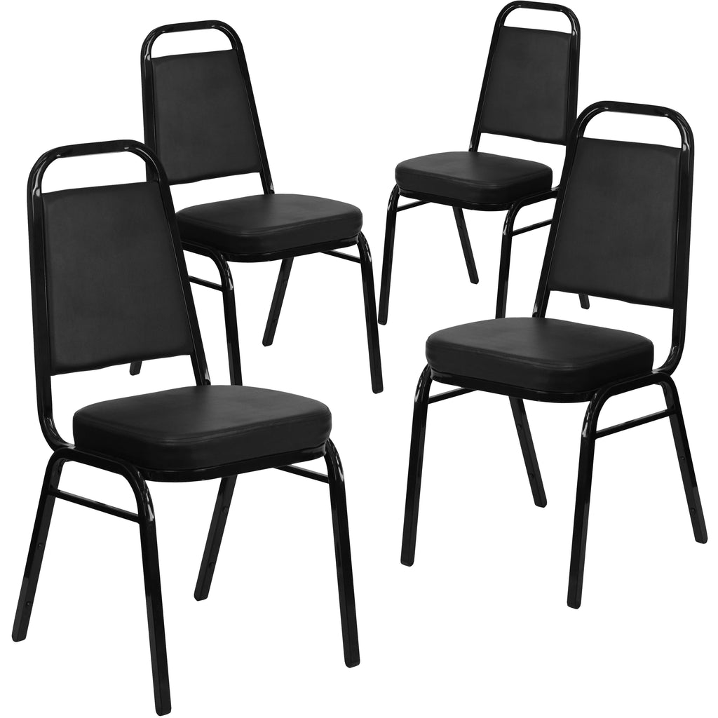 4 Pack Black Vinyl Stacking Banquet Chair F6920