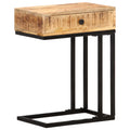 U-Shaped Side Table with Storage Drawer Mango Wood Steel Frame J754120