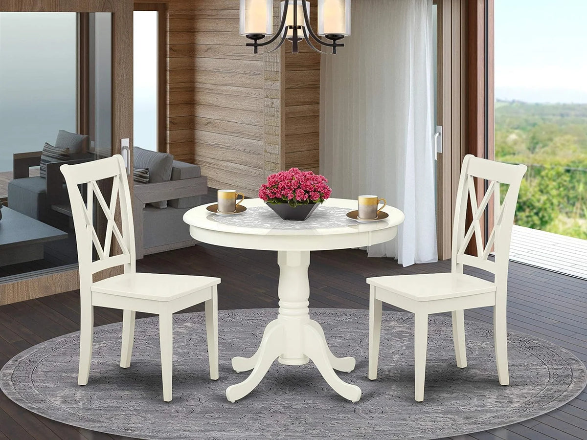 Antique 3 Piece Round Dining Table and 2 Chairs 36 Inch Q891