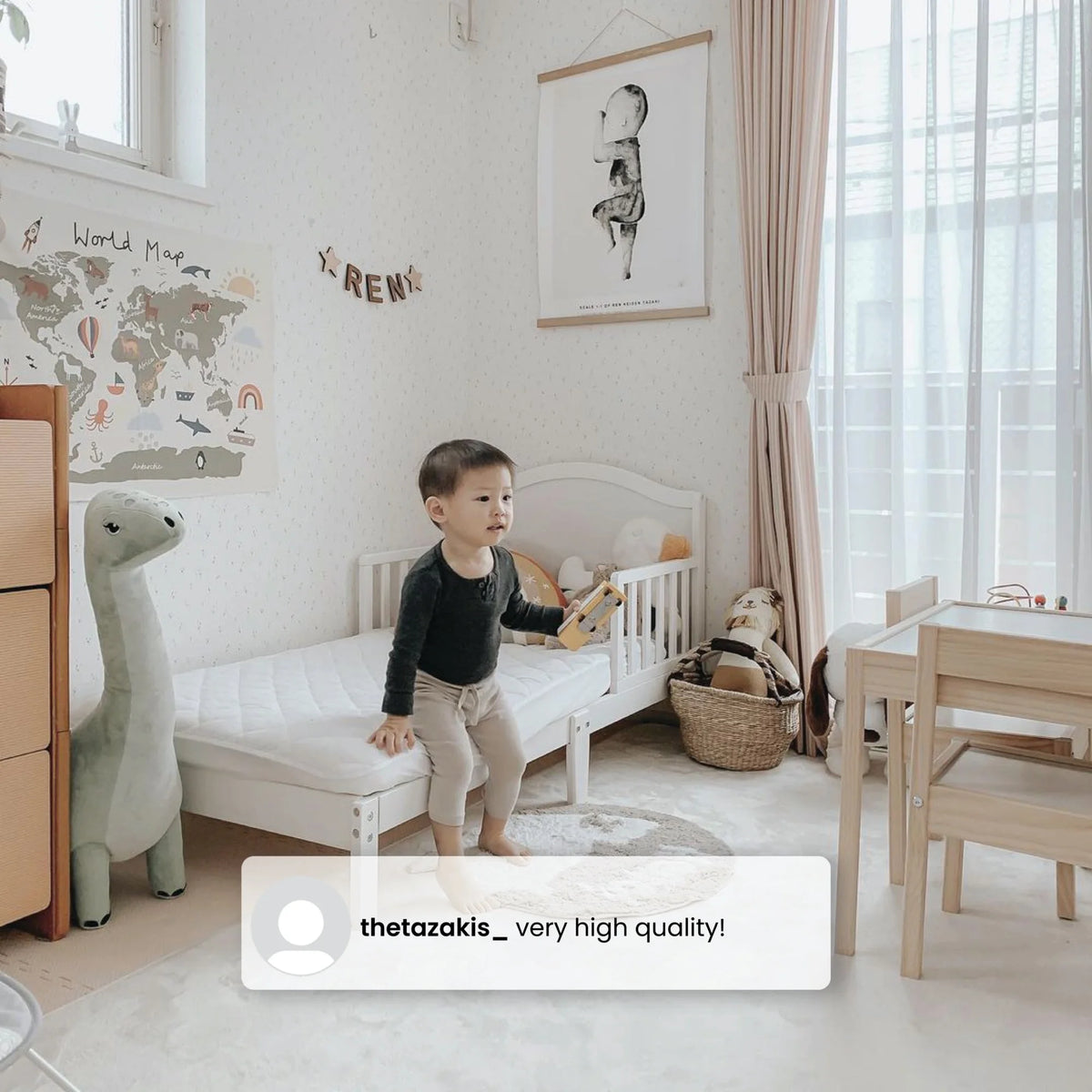 Grey Toddler Bed with Attached Bed Rails H53498
