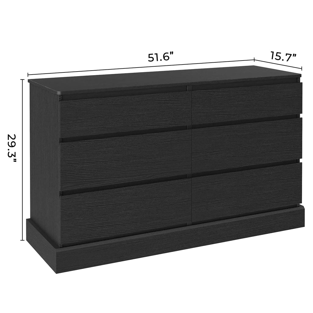 Black 6 Drawer Wooden Dresser E502