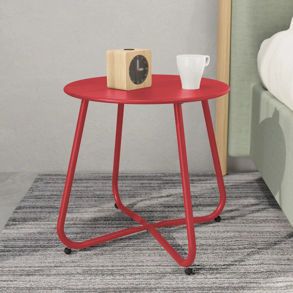 Steel Outdoor Side Table Red J45401
