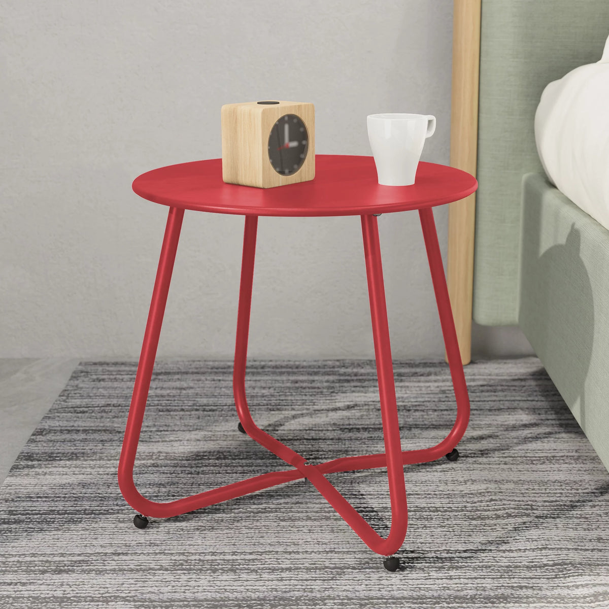 Steel Outdoor Side Table Red J45401