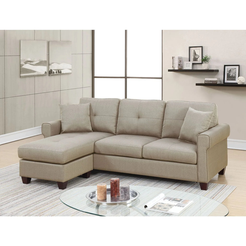 2 Piece Fabric Compact Sectional Sofa Set in Beige E1280