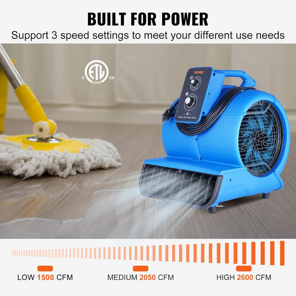 1/2 HP 2600 CFM Portable Floor Blower Fan P733