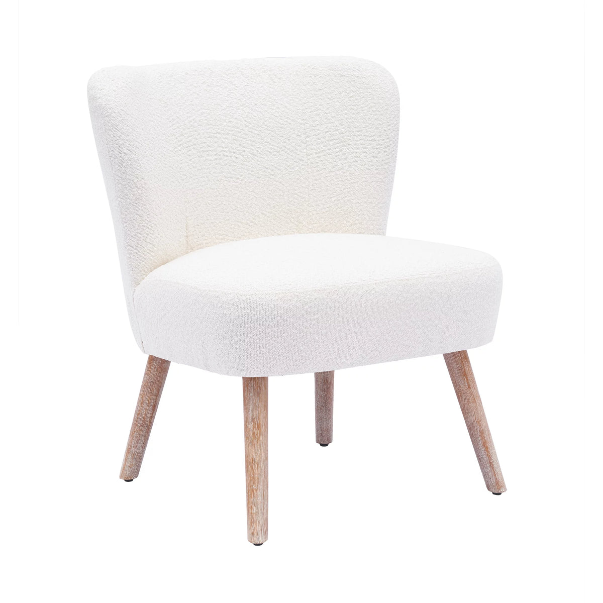 25" Wide Wingback Accent Chair Water and Stain Resistant Boucle Cream O627