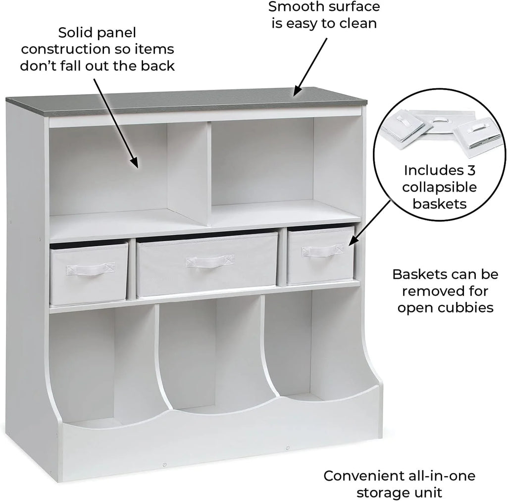 Toy Storage Unit and Book Shelf with 3 Baskets N702