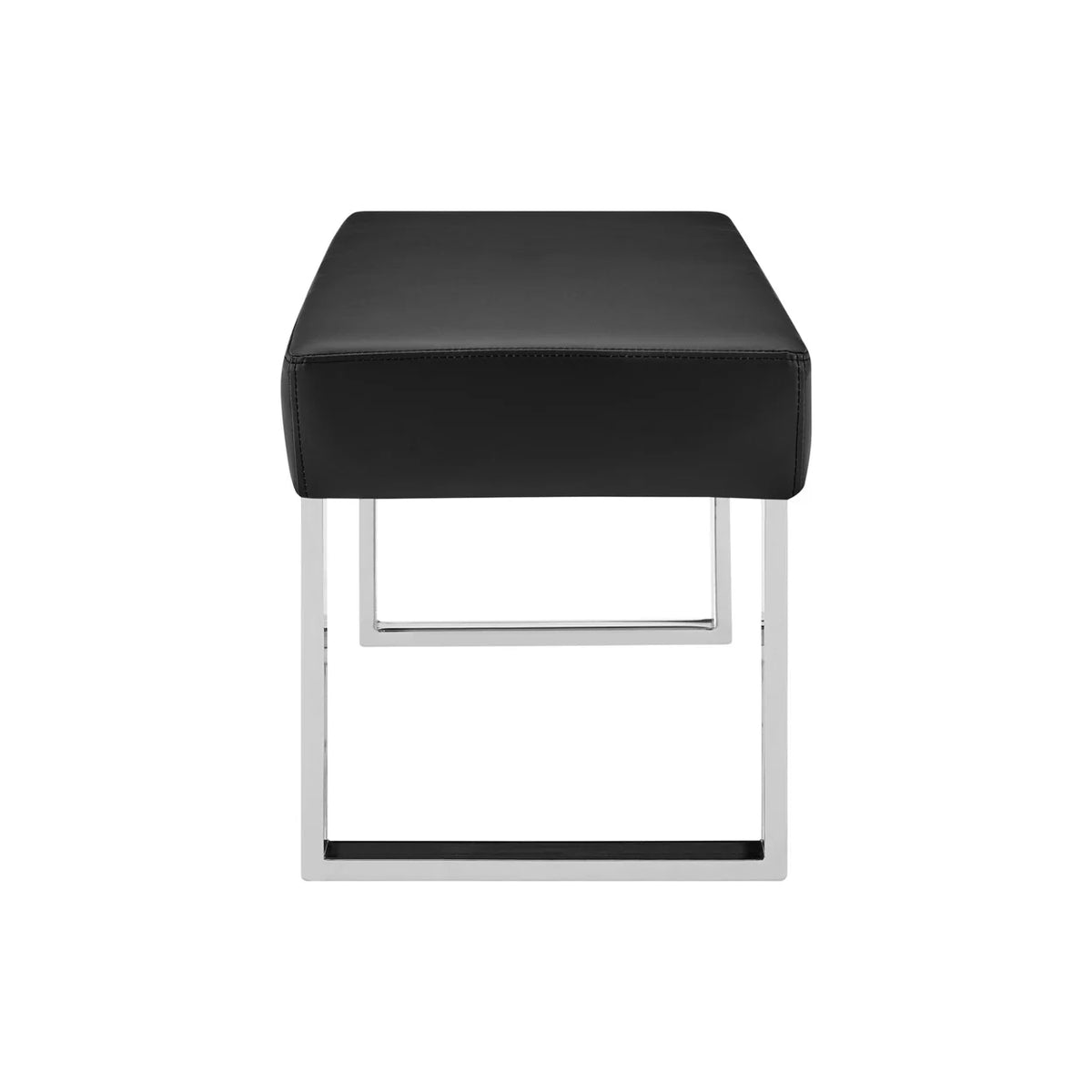 48 Inch Black Leatherette Bench with Metal Frame X200826