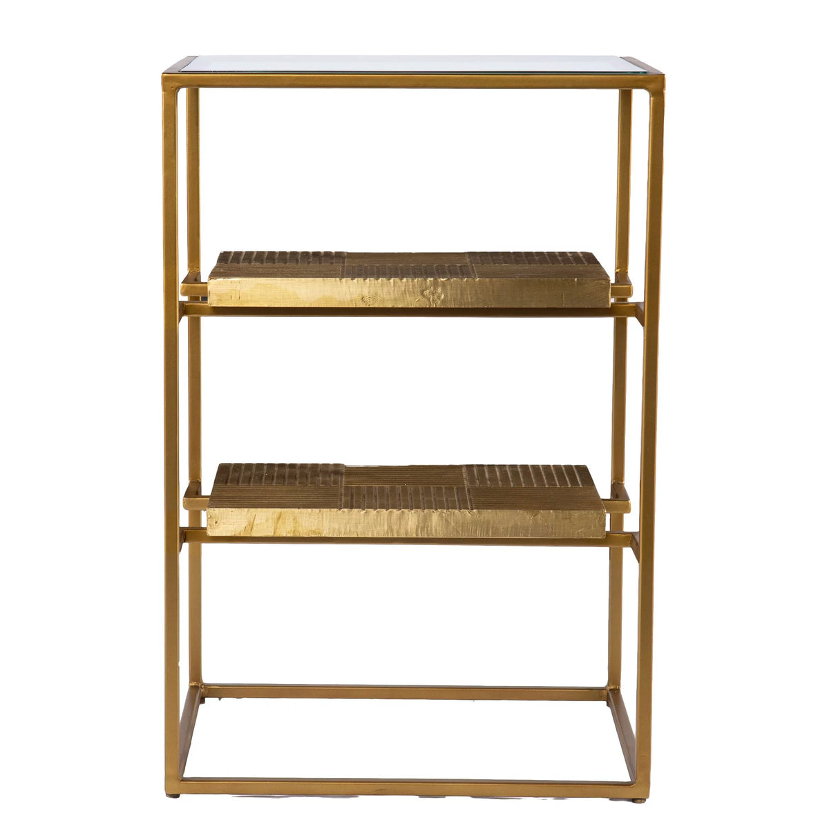 Glass-Top Rectangle End Table with Storage I14173