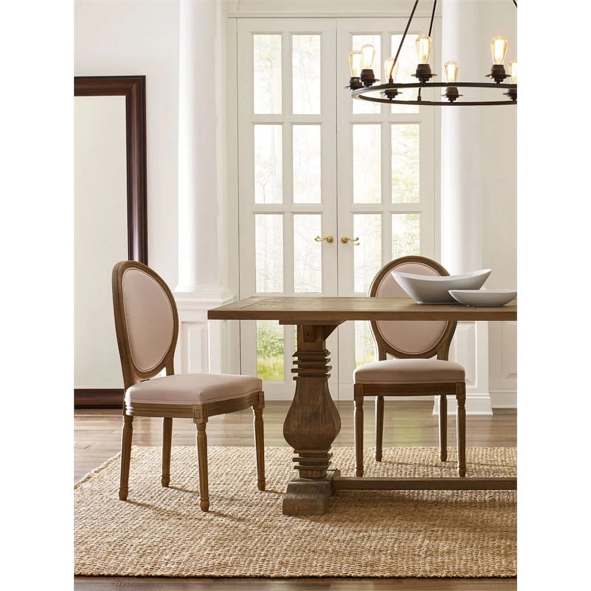 Round Dining Chair Set of 2 Cream L637