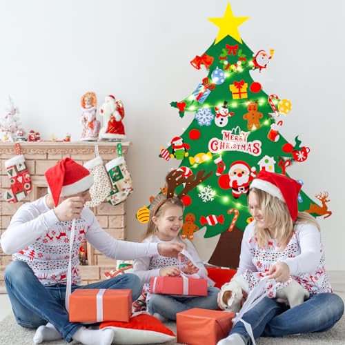Felt Christmas Tree Set with 41 Ornaments K303